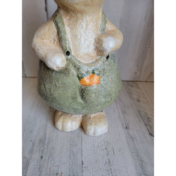 Vintage paper mache rabbit overalls‎ carrot Easter large home decor - Picture 3 of 8